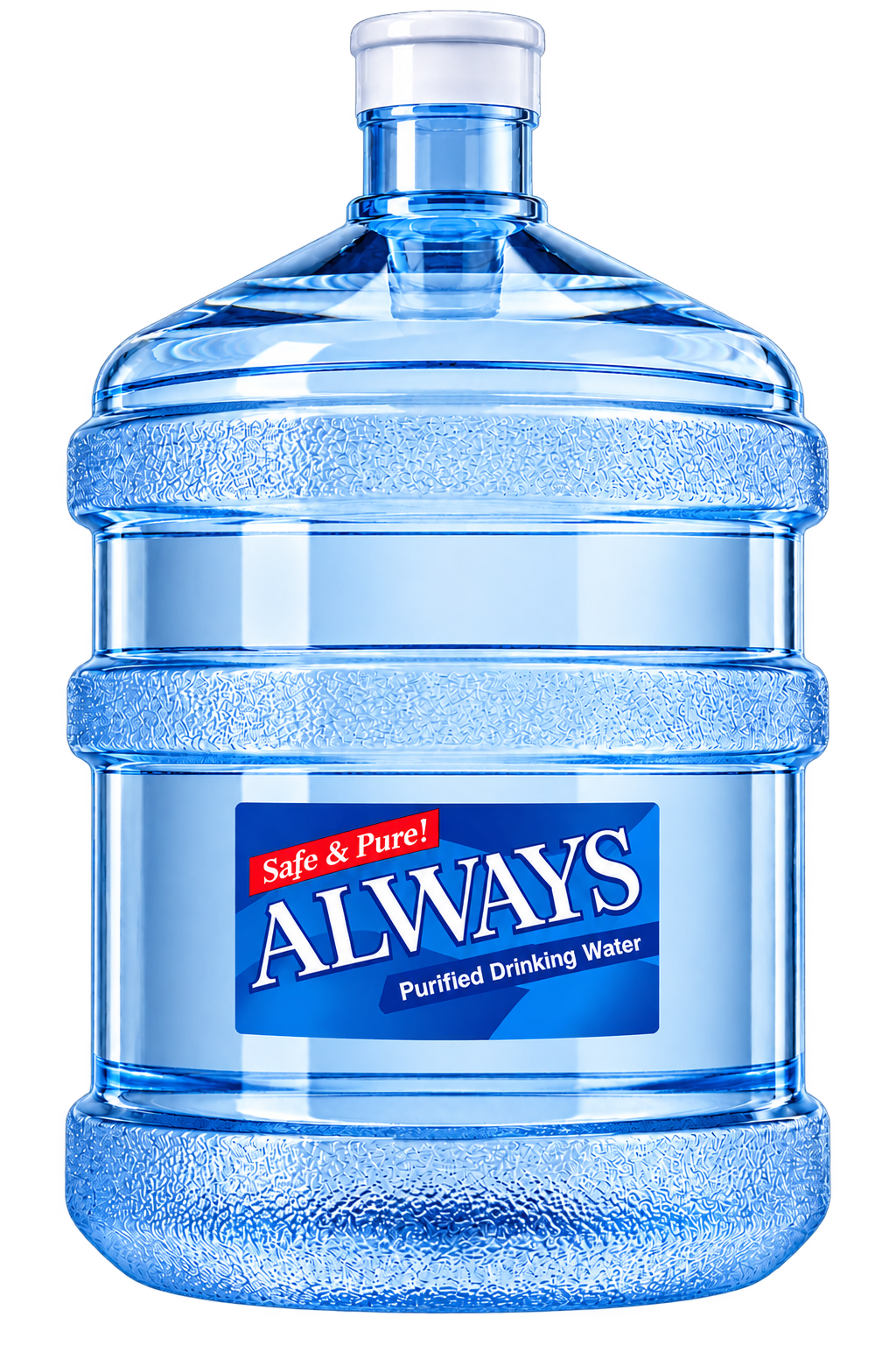 Always purified drinking water gallon